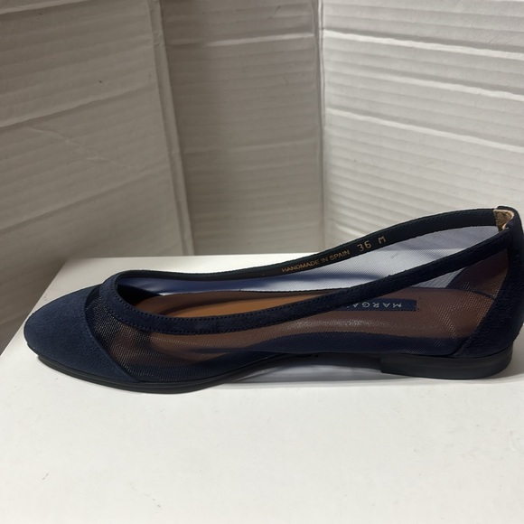 Margaux suede leather and mesh navy blue Women's Blue Flats. Handmade in Spain. - Picture 5 of 9